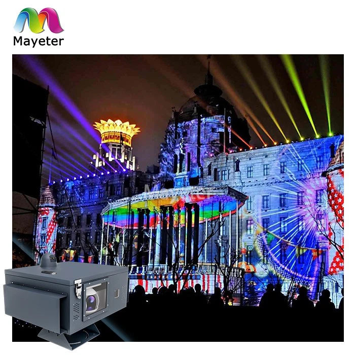 Immersive building projection with waterproof projector system Immersive building projection with waterproof projector system
